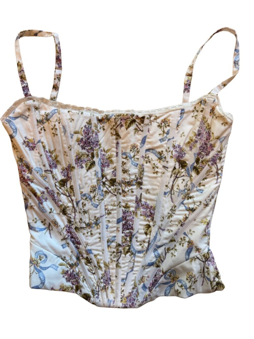 HOUSE OF CB Cadie Corset Top XS Floral Ribbon Print (see below) - Picture 7 of 10